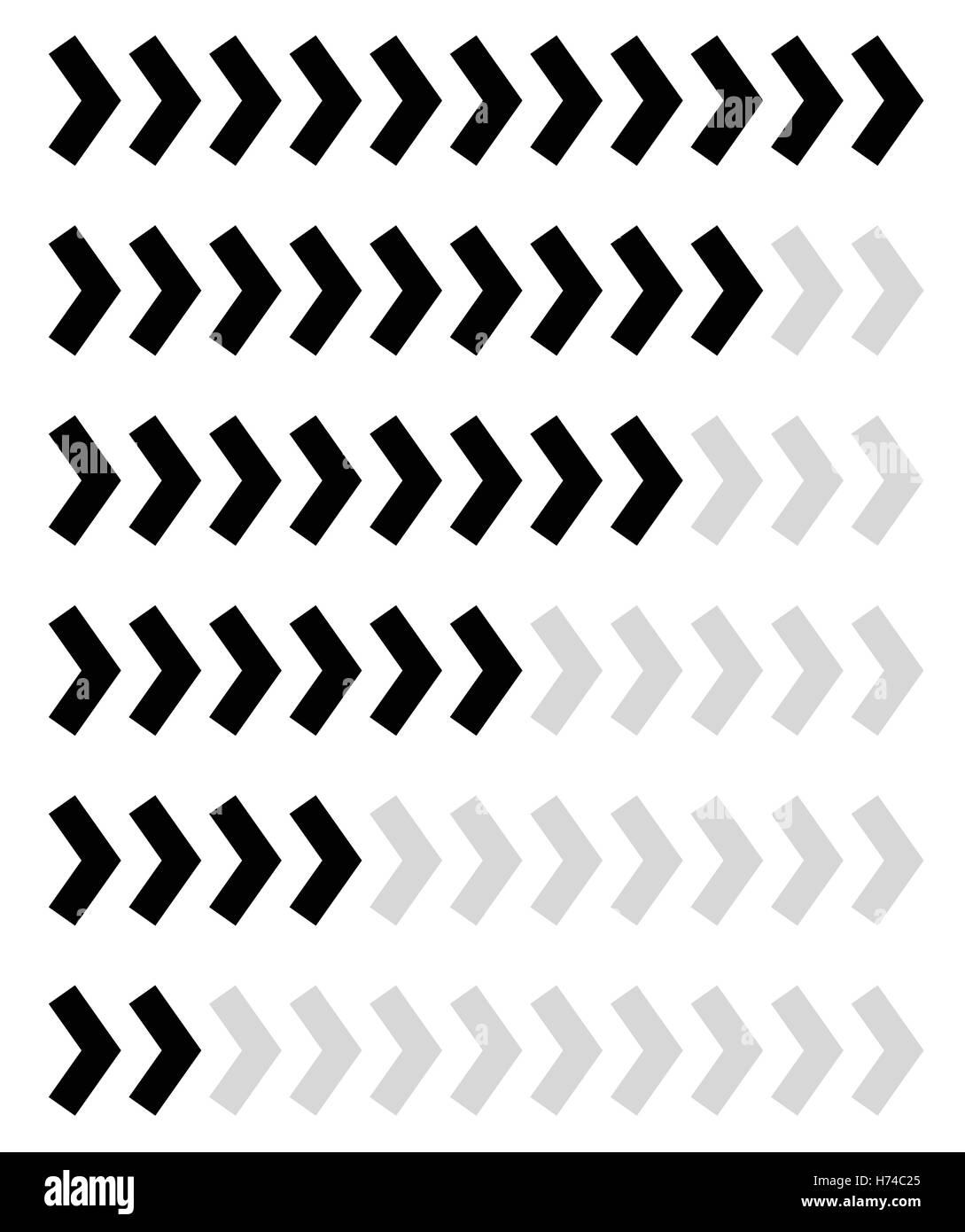 Les indicateurs de niveau de progression horizontale, dans l'ordre - indicateurs de progrès isolated on white Illustration de Vecteur