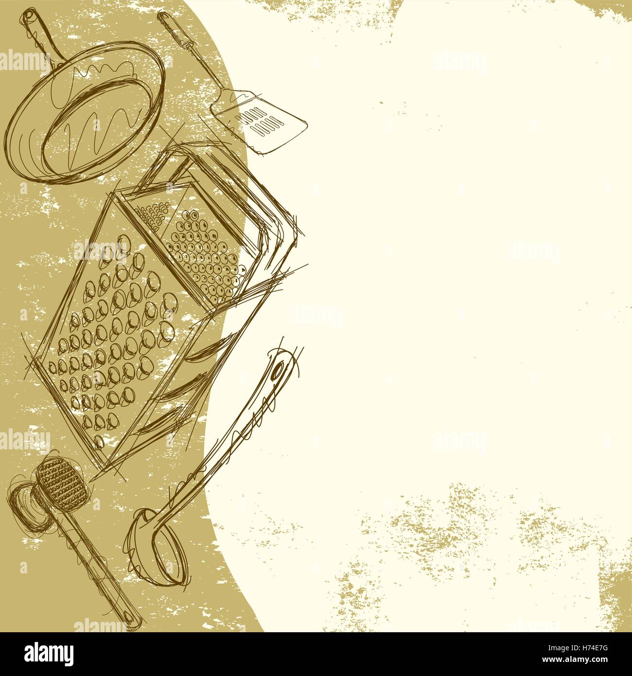 Arriere Plan De Cuisine Sommaire Dessines A La Main Des Ustensiles De Cuisine Sur Un Fond Abstrait Image Vectorielle Stock Alamy