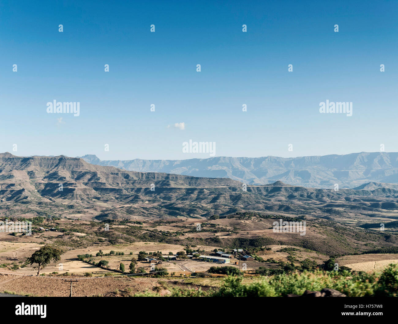 Le nord de l'éthiopie rurale africaine de montagnes du Simien et la campagne de la campagne près de Lalibela Banque D'Images
