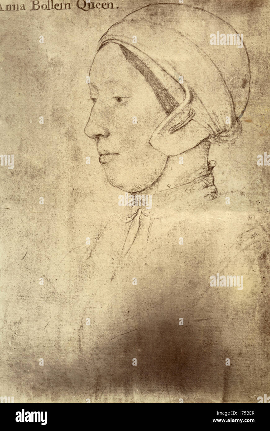 Portrait d'Anne Boleyn, croquis par Hans Holbein Banque D'Images