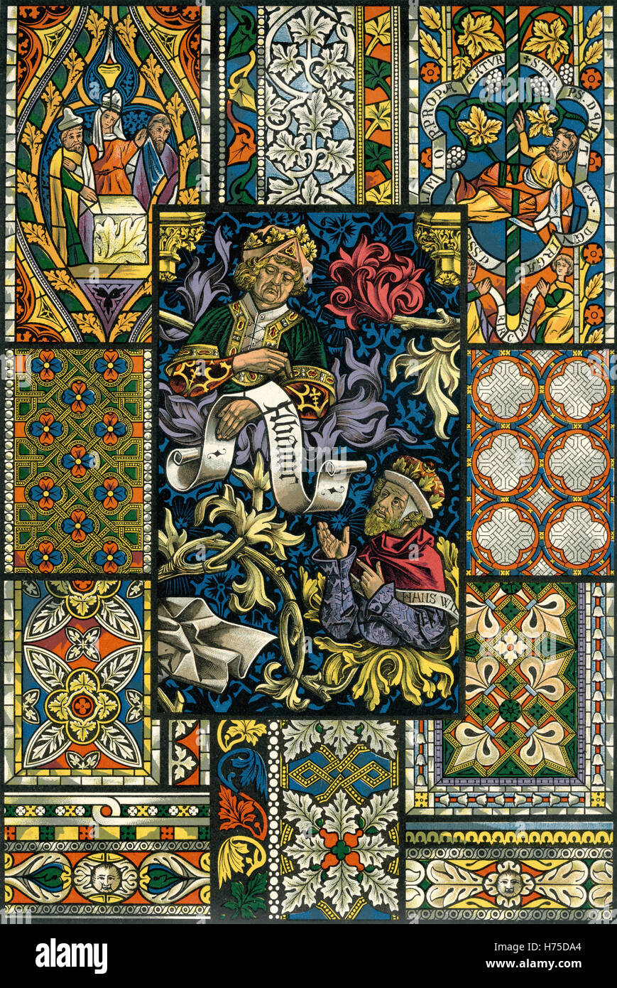 Ornamentenschatz 1887 Peinture et sculpture gothique : Banque D'Images
