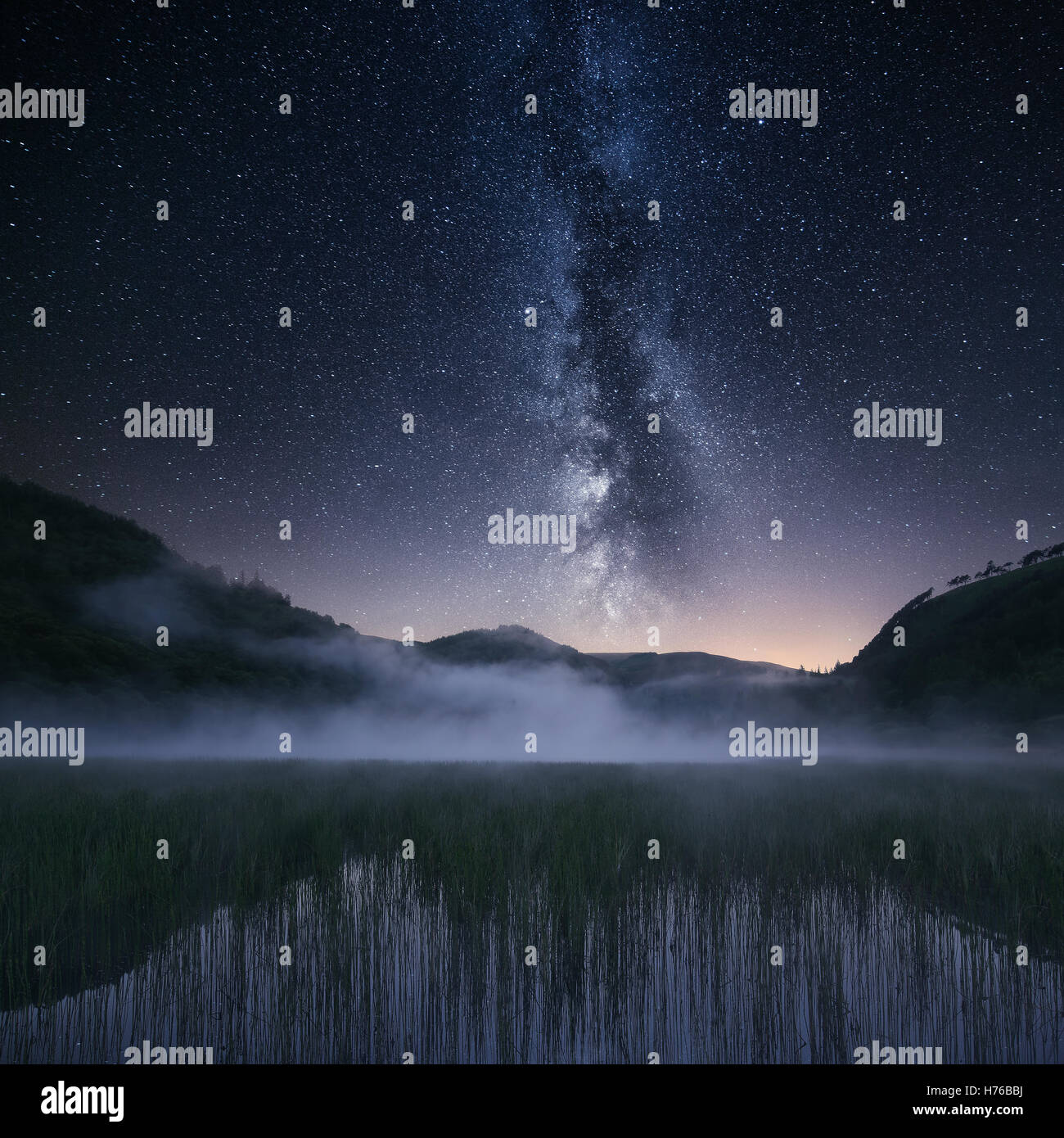 Paysage rural et ciel de nuit, Wicklow, Irlande Banque D'Images