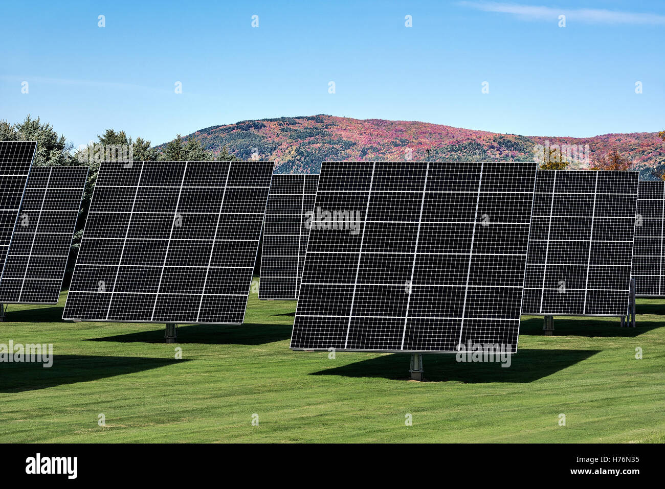 Ferme solaire, Vermont, Etats-Unis Banque D'Images
