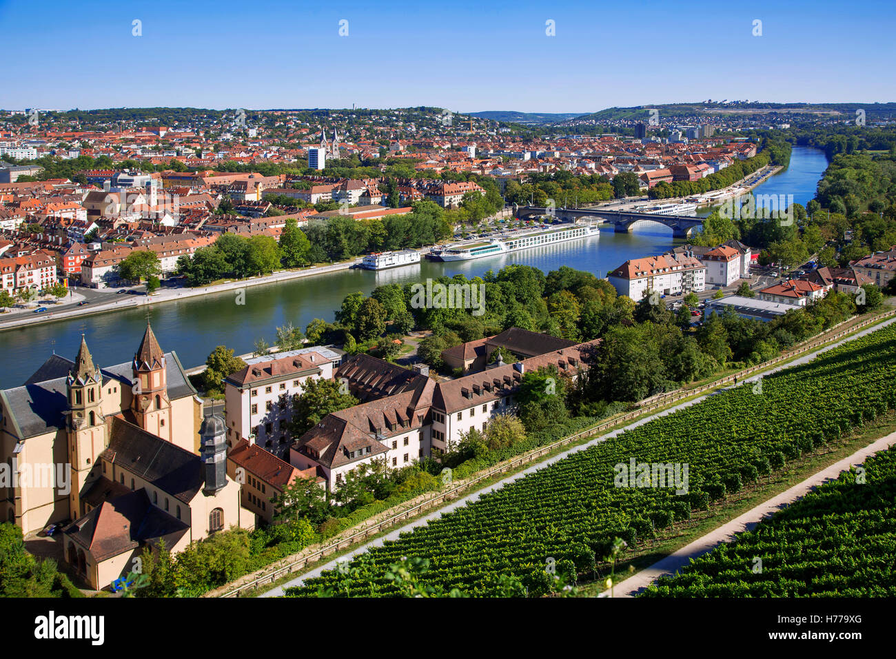 Wurzburg et rivière Main, Franconia, Bavaria, Germany Banque D'Images