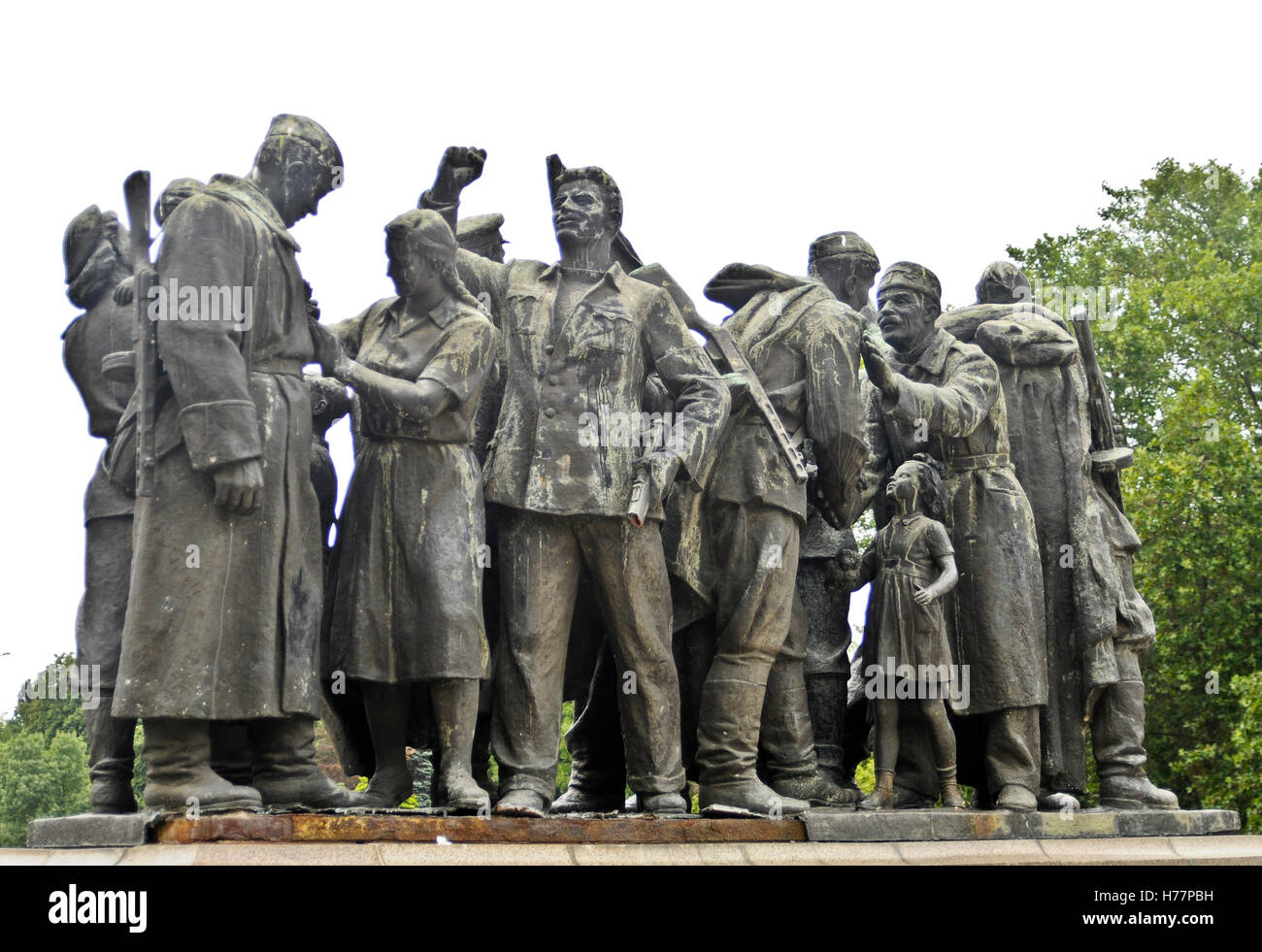 Monument à l'armée soviétique. Sofia, Bulgarie. Composition sculpturale secondaire. Banque D'Images