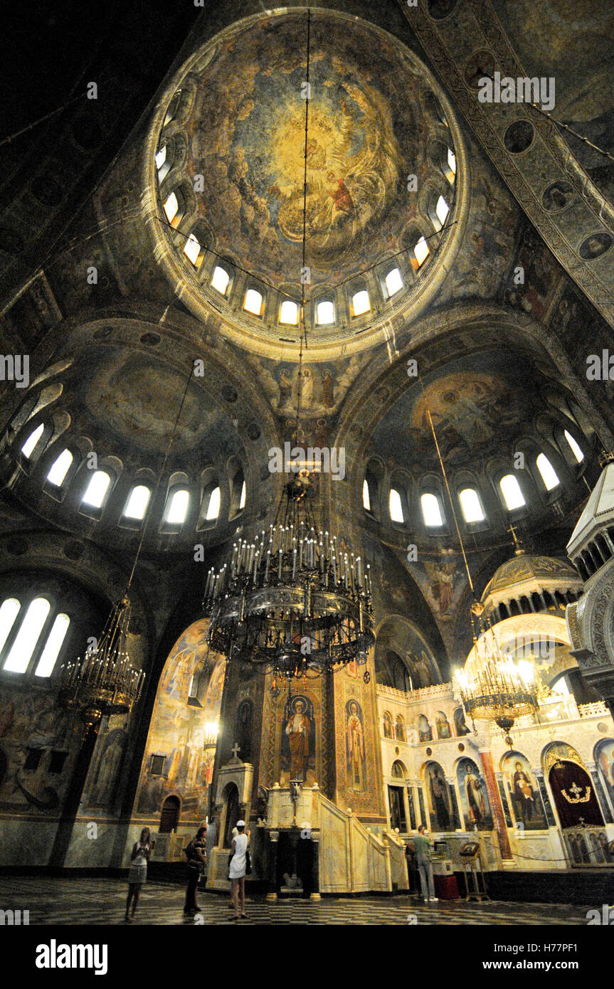 La cathédrale Alexandre Nevski. Vue intérieure grand angle. Sofia. Bulgarie Banque D'Images