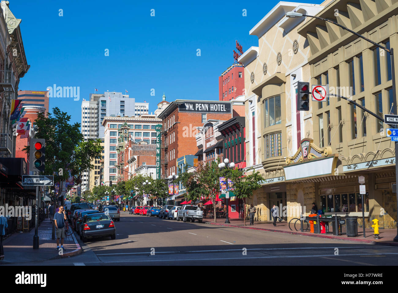 De Gaslamp, Cinquième Avenue, San Diego, Californie, USA. Banque D'Images