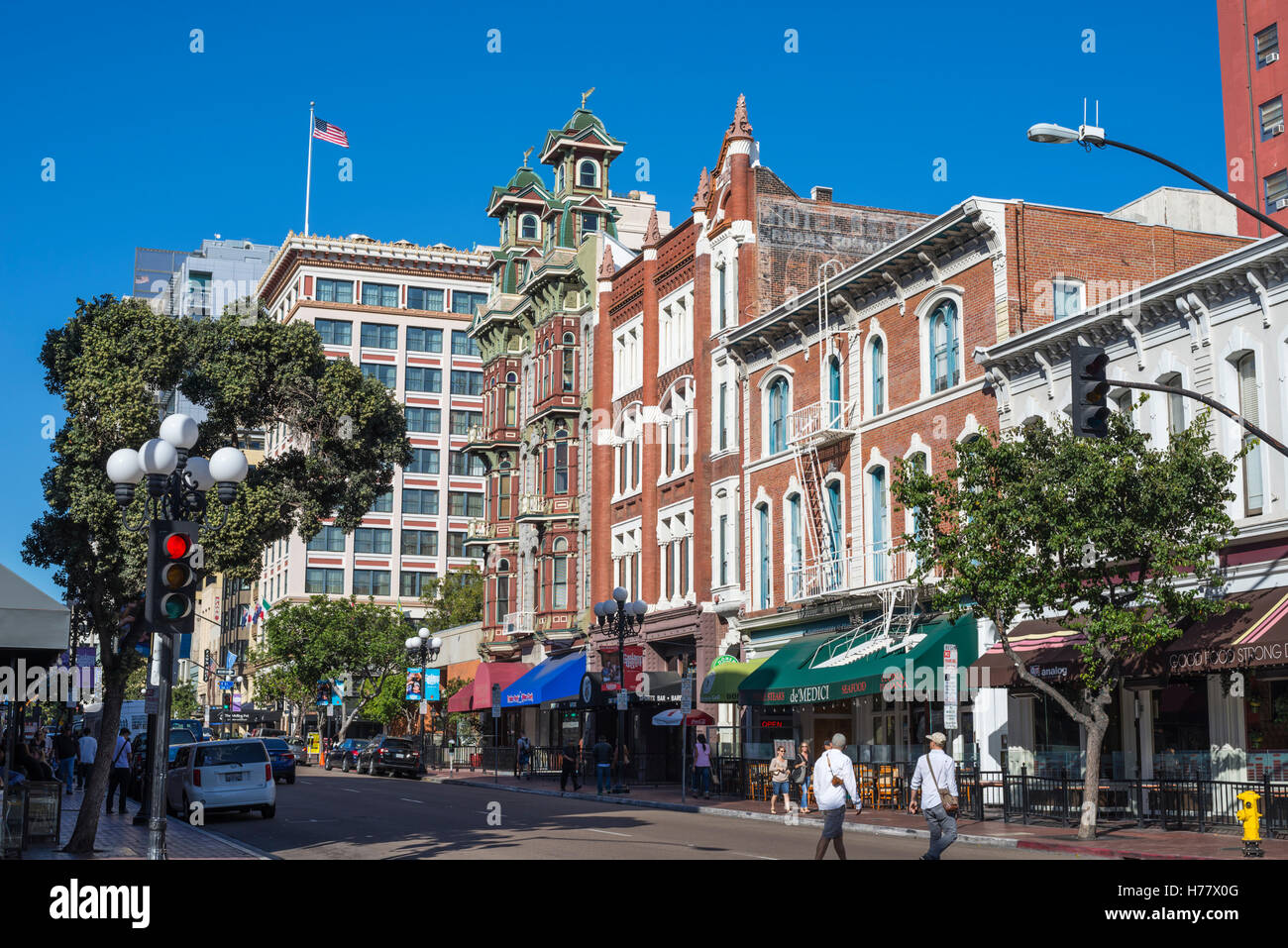 De Gaslamp, Cinquième Avenue, San Diego, Californie, USA. Banque D'Images