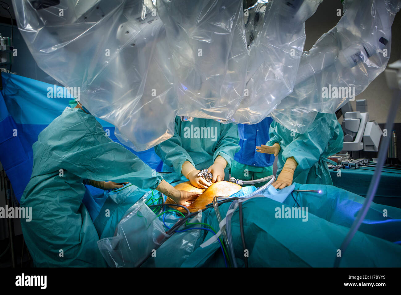 La chirurgie assistée par robot Banque D'Images