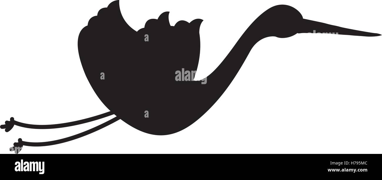 Silhouette de Stork bird flying icône sur fond blanc. vector illustration Illustration de Vecteur