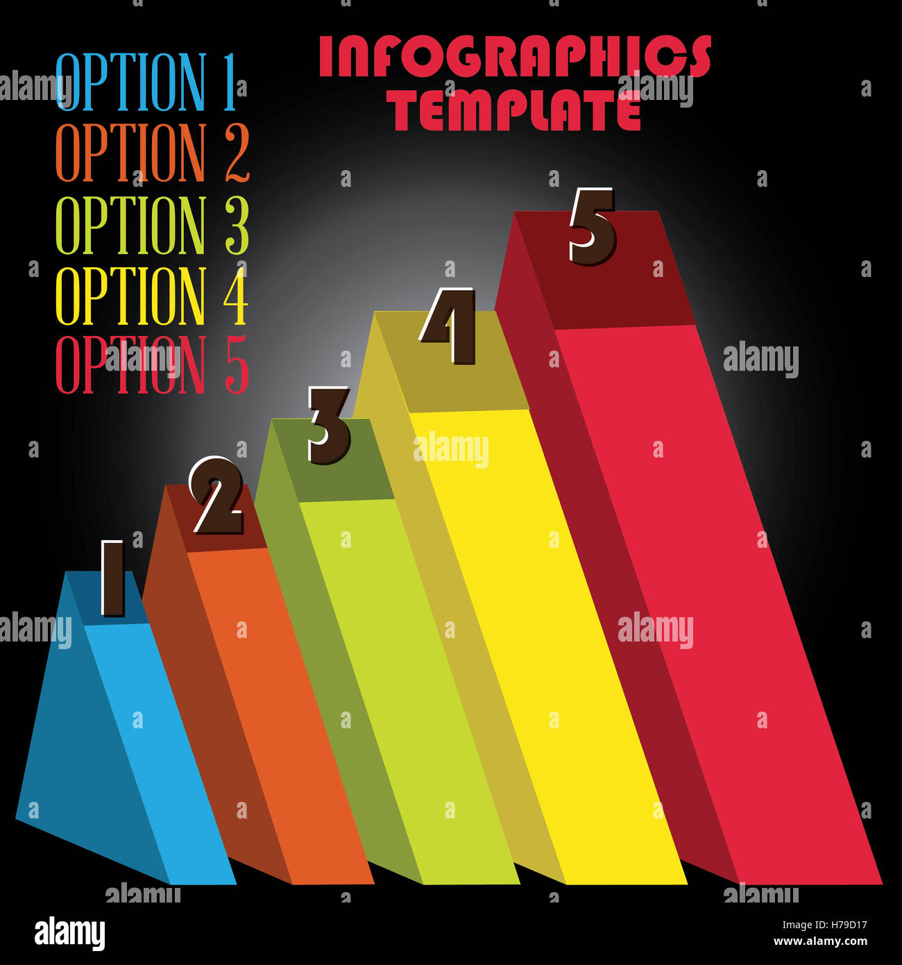 L'infographie de un à cinq options de graphiques colorés Banque D'Images