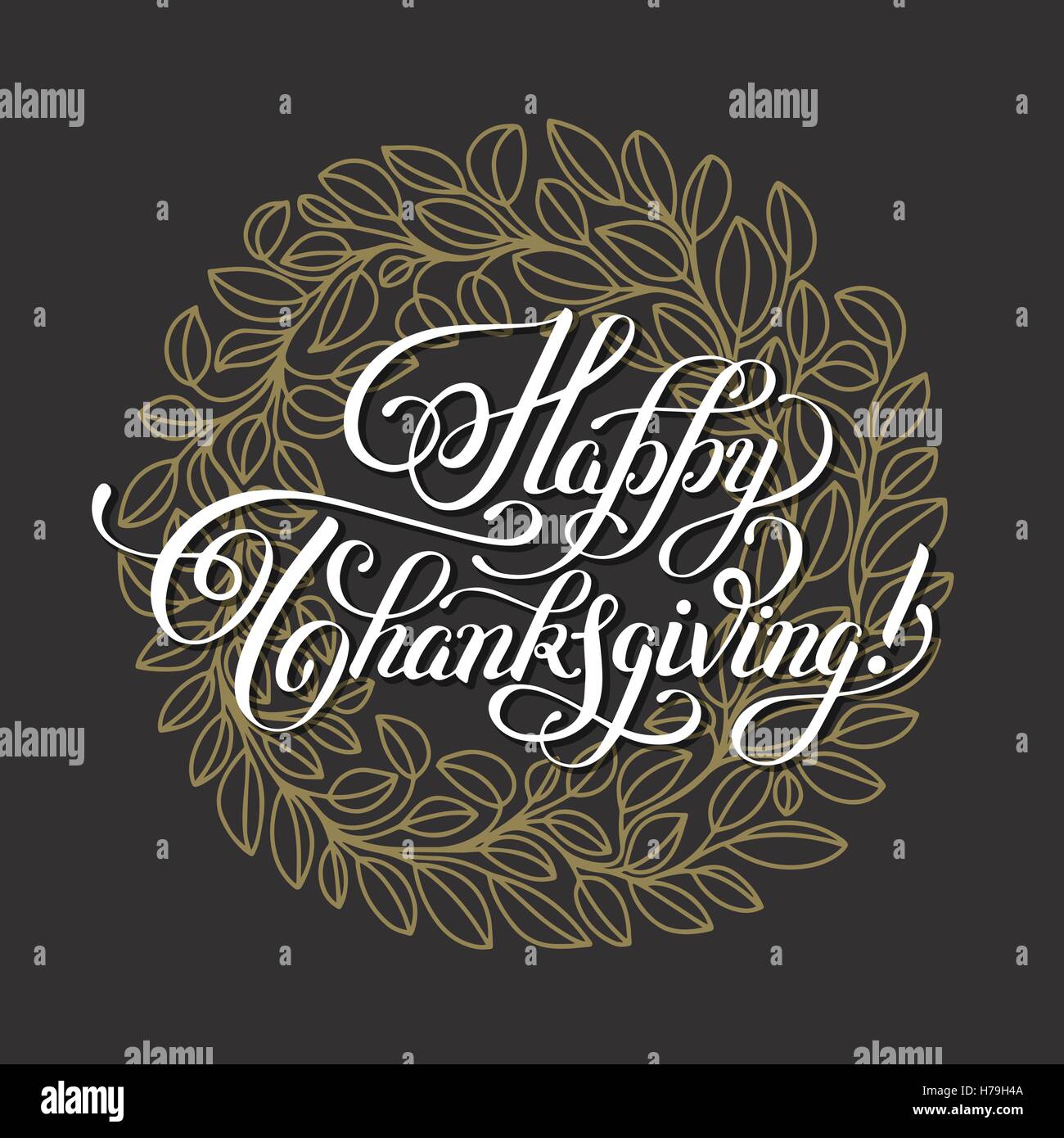 Joyeux Thanksgiving lettrage manuscrit inscription sur l'or Illustration de Vecteur