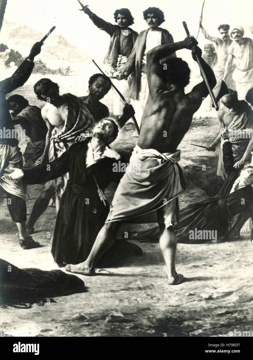 Scène de la martyre de Rodolphus Acquaviva, Inde Banque D'Images