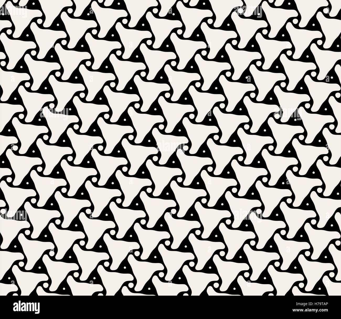 Seamless Vector Triangle noir et blanc motif de ligne arrondi organique Illustration de Vecteur