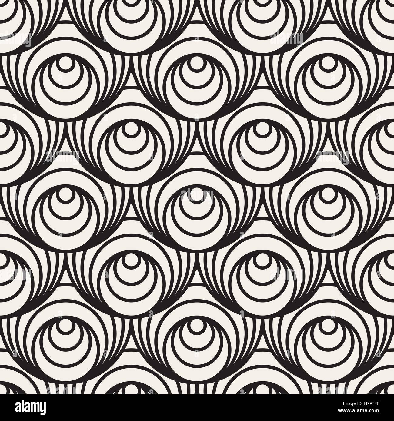 Seamless Vector des cercles concentriques en noir et blanc motif illusion optique Illustration de Vecteur