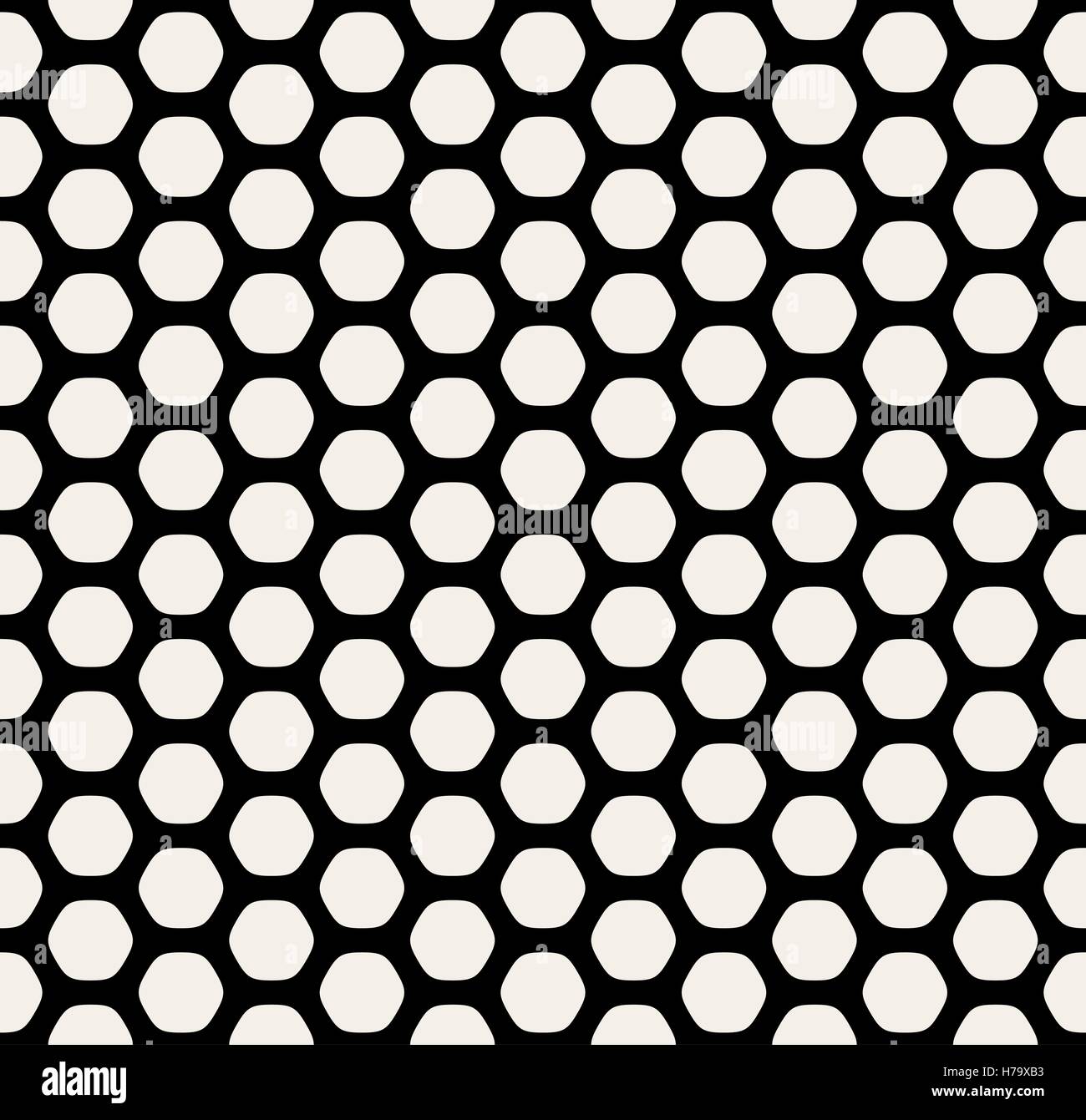 Seamless Vector arrondi noir et blanc ligne hexagonal HoneyComb Grille simple modèle Illustration de Vecteur