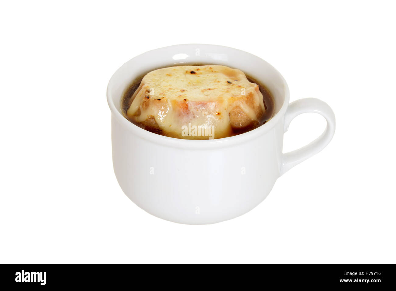 Soupe à l'oignon isolé Banque D'Images