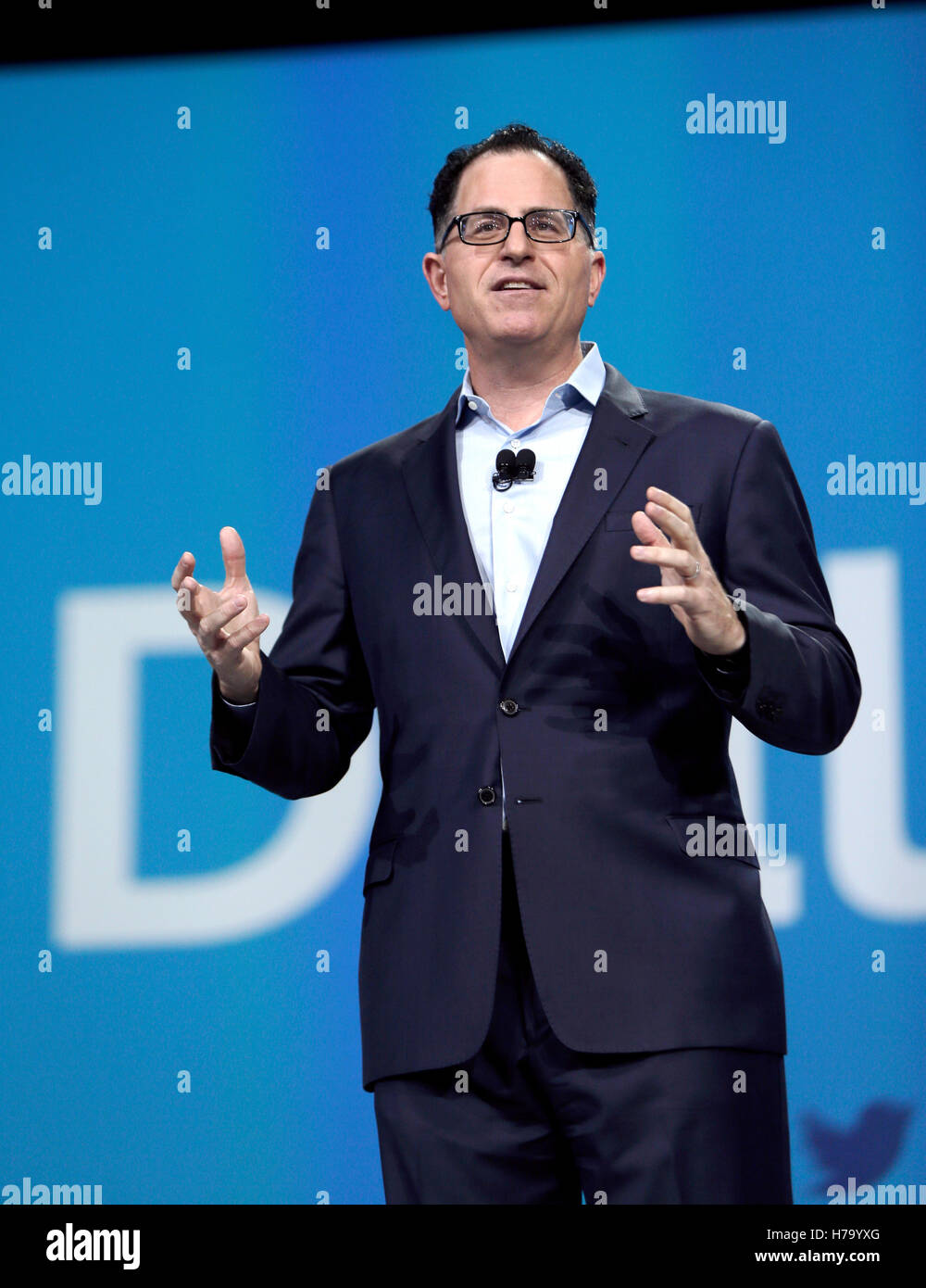 Michael Dell, fondateur et PDG de Dell Inc. Dell, prend la parole lors de la conférence mondiale de la technologie de 2015 à Austin, Texas. Banque D'Images