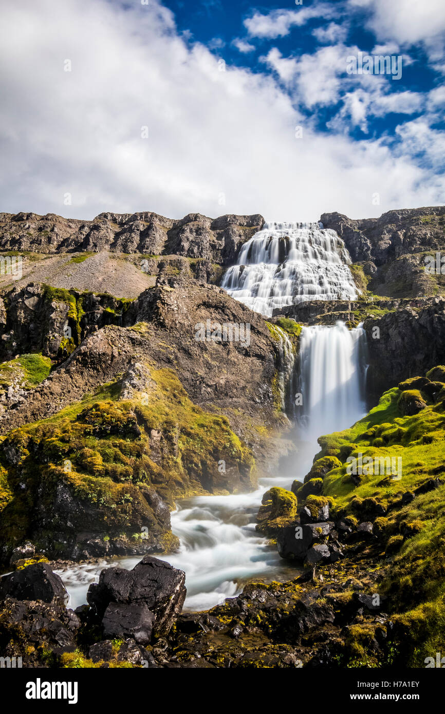 Cascades en Islande Dynjandi Banque D'Images