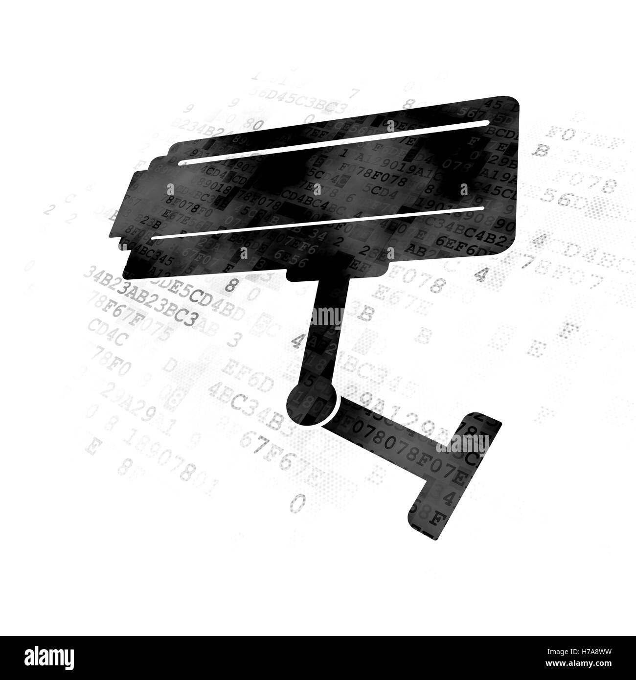 Concept de sécurité : caméra de surveillance sur l'arrière-plan numérique Banque D'Images