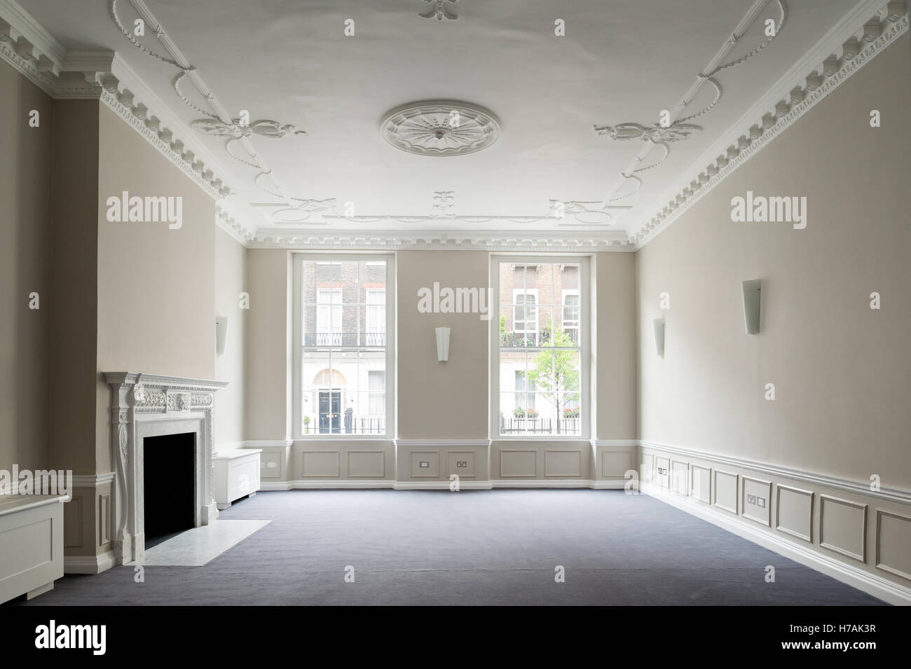 Plafond en plâtre détail dans Gloucester Place intérieur, Londres, Angleterre, Royaume-Uni Banque D'Images
