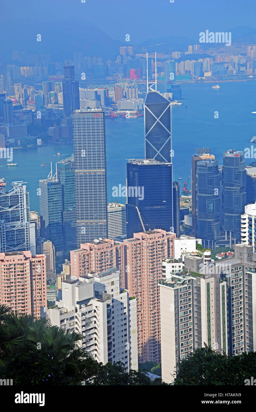 Vue sur la baie de Hong Kong depuis Victoria Peak Chine Banque D'Images
