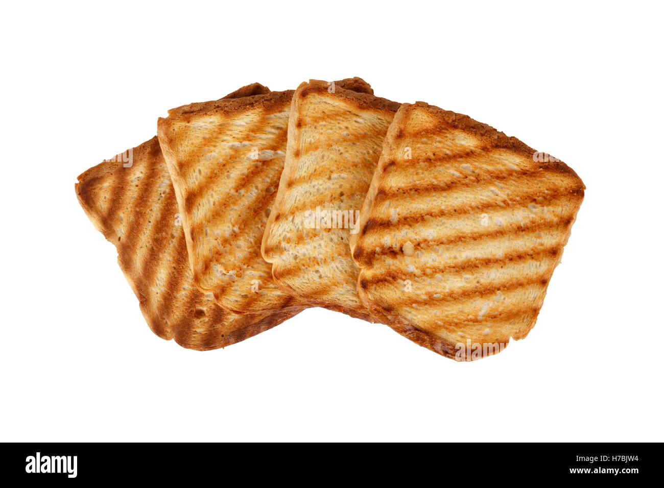 Vue de dessus du pain grillé brûlé, isolé sur fond blanc Photo Stock ...