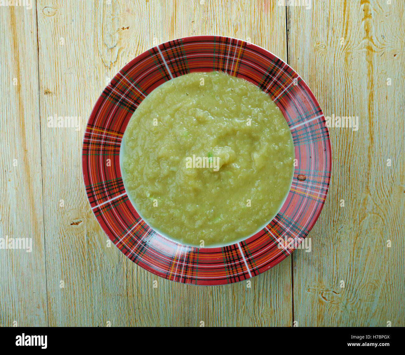 Potage aux poireaux gallois. Cuisine britannique. Banque D'Images