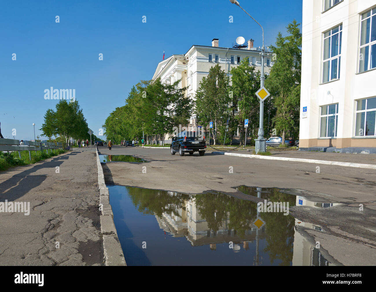 Cyti Arkhangelsk Russie, Amérique du nord .talus de la rivière Dvina Septentrionale Banque D'Images