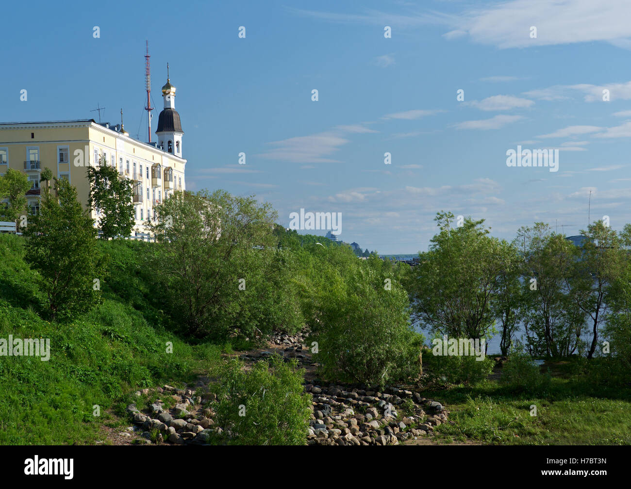 Cyti Arkhangelsk Russie, Amérique du nord .talus de la rivière Dvina Septentrionale Banque D'Images
