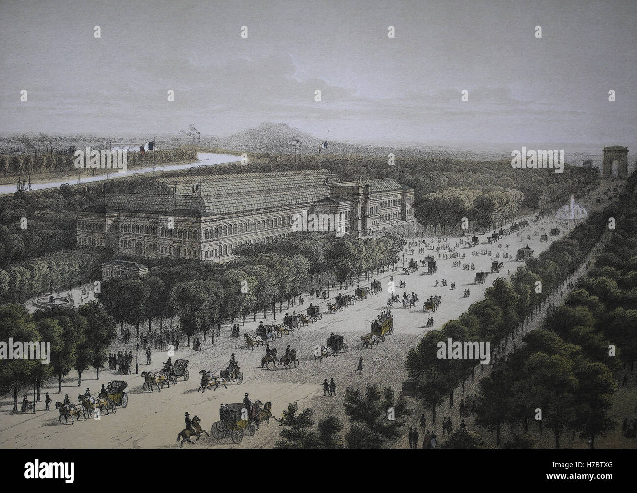 La France. Paris. Le Palais de l'industrie sur les Champs-Élysées, 1855. Lithographie de Leon-Auguste Asselineau (1808-1889) Banque D'Images