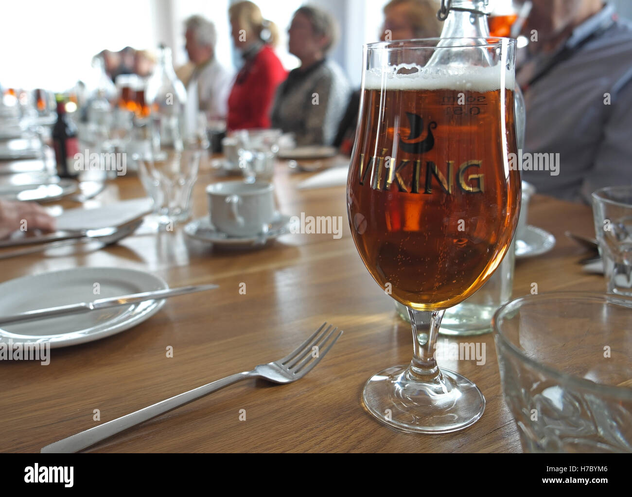 Verre de bière Viking, de l'Islande. L'alcool islandaise logo ale boire un rafraîchissement de la LGPL Banque D'Images
