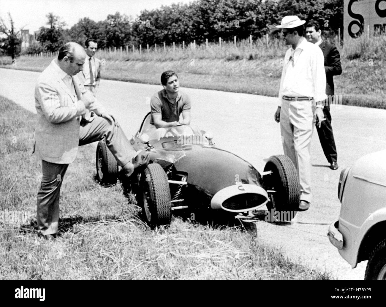 1960 argentin Juan Manuel Fangio J M Bordèu Stanguellini Monza Italie Banque D'Images