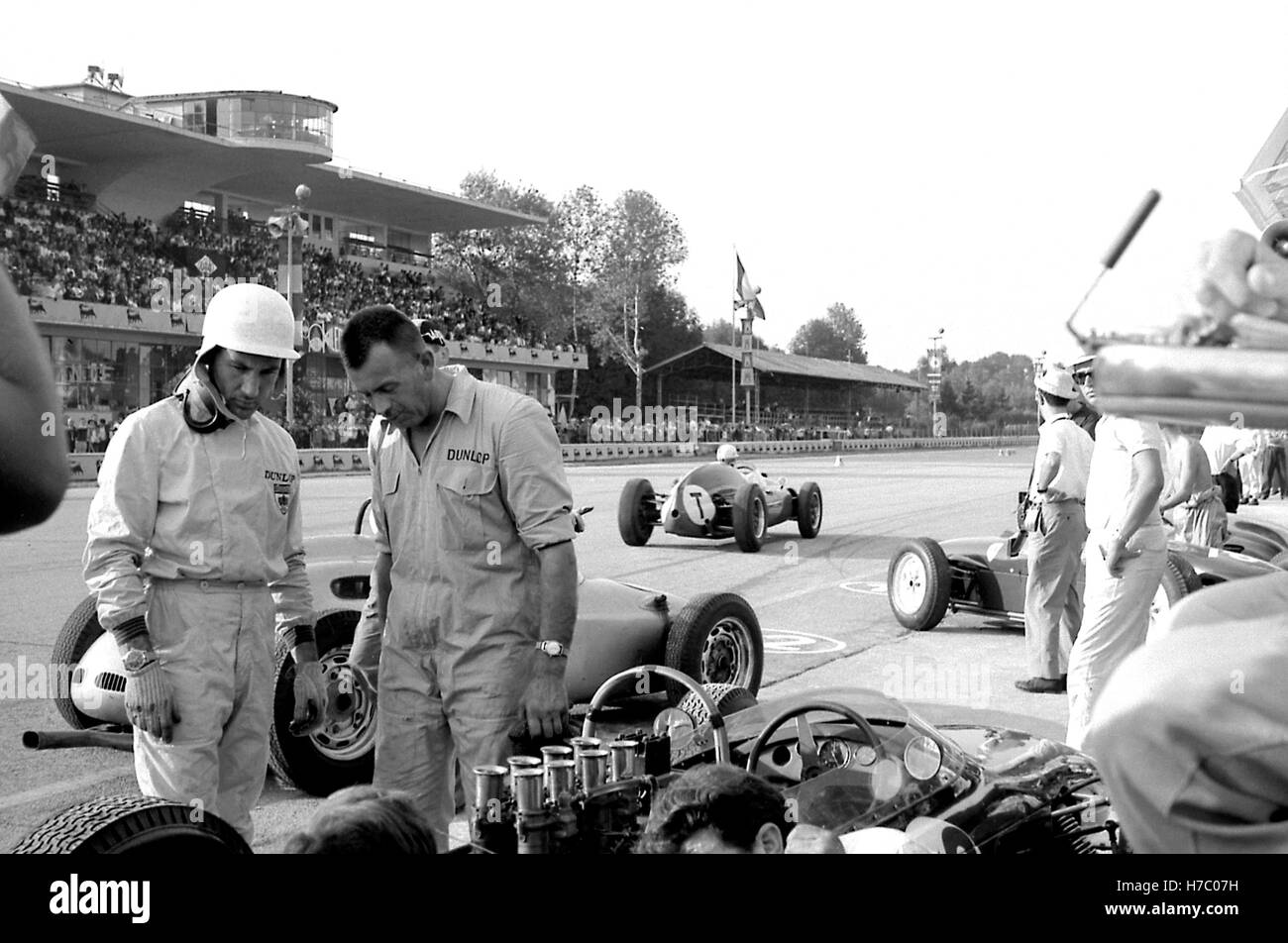 FRED TAYLOR 1961 GP ITALIEN MOSS ALF FRANCIS WALKER LOTUS CLIMAX V8 Banque D'Images