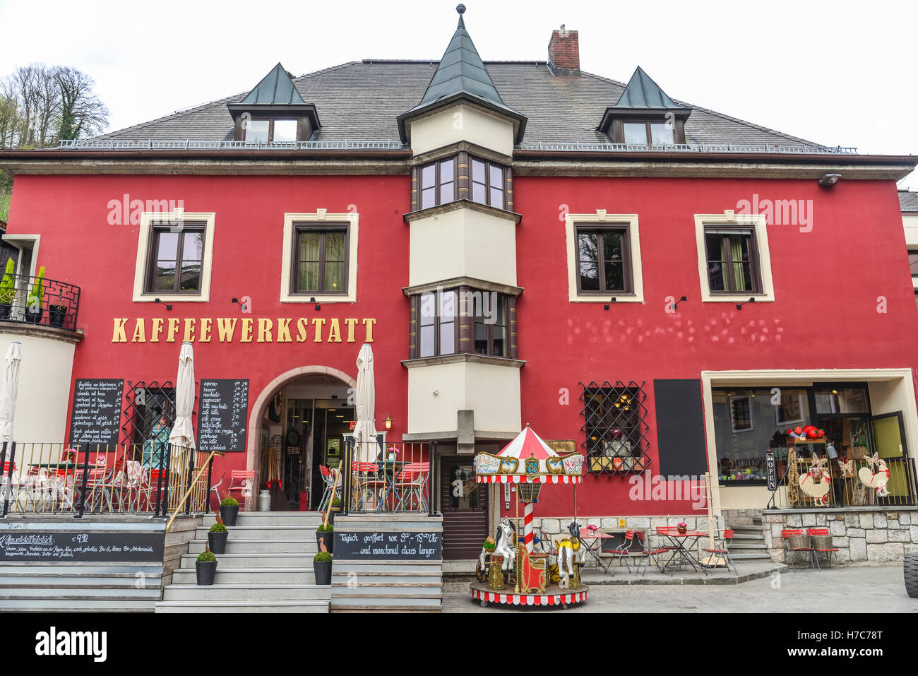 Café à Saint Wolfgang, Autriche Banque D'Images