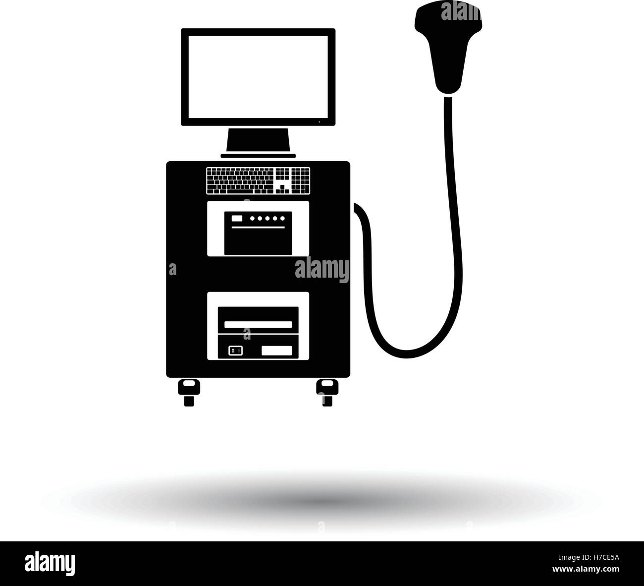 L'icône de la machine de diagnostic à ultrasons. Fond blanc avec design de l'ombre. Vector illustration. Illustration de Vecteur