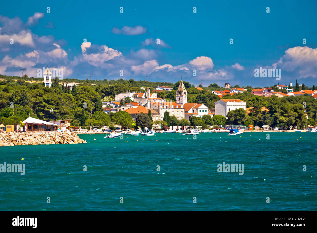 Village côtier de Sveti Filip i Jakov vue front de mer, la Dalmatie, Croatie Banque D'Images