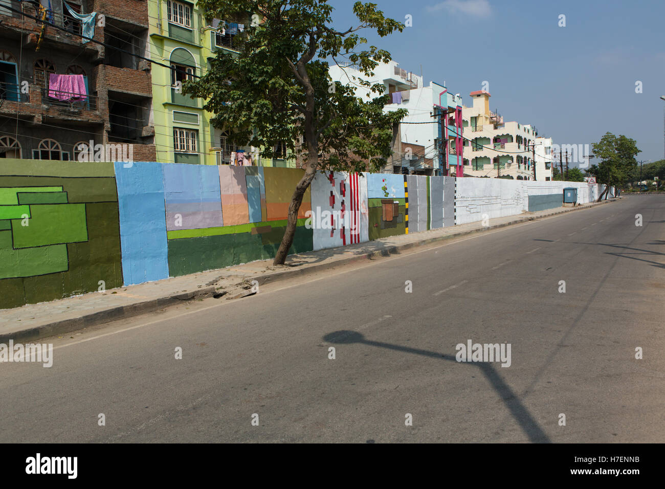 HYDERABAD, INDE - novembre 03,2016 : mur rue peint par divers artistes dans le cadre d'Hyderabad Art Festival Banque D'Images