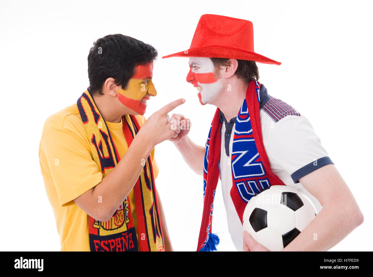 Des fans de football, l'Espagne et l'Angleterre, soccer ball Banque D'Images