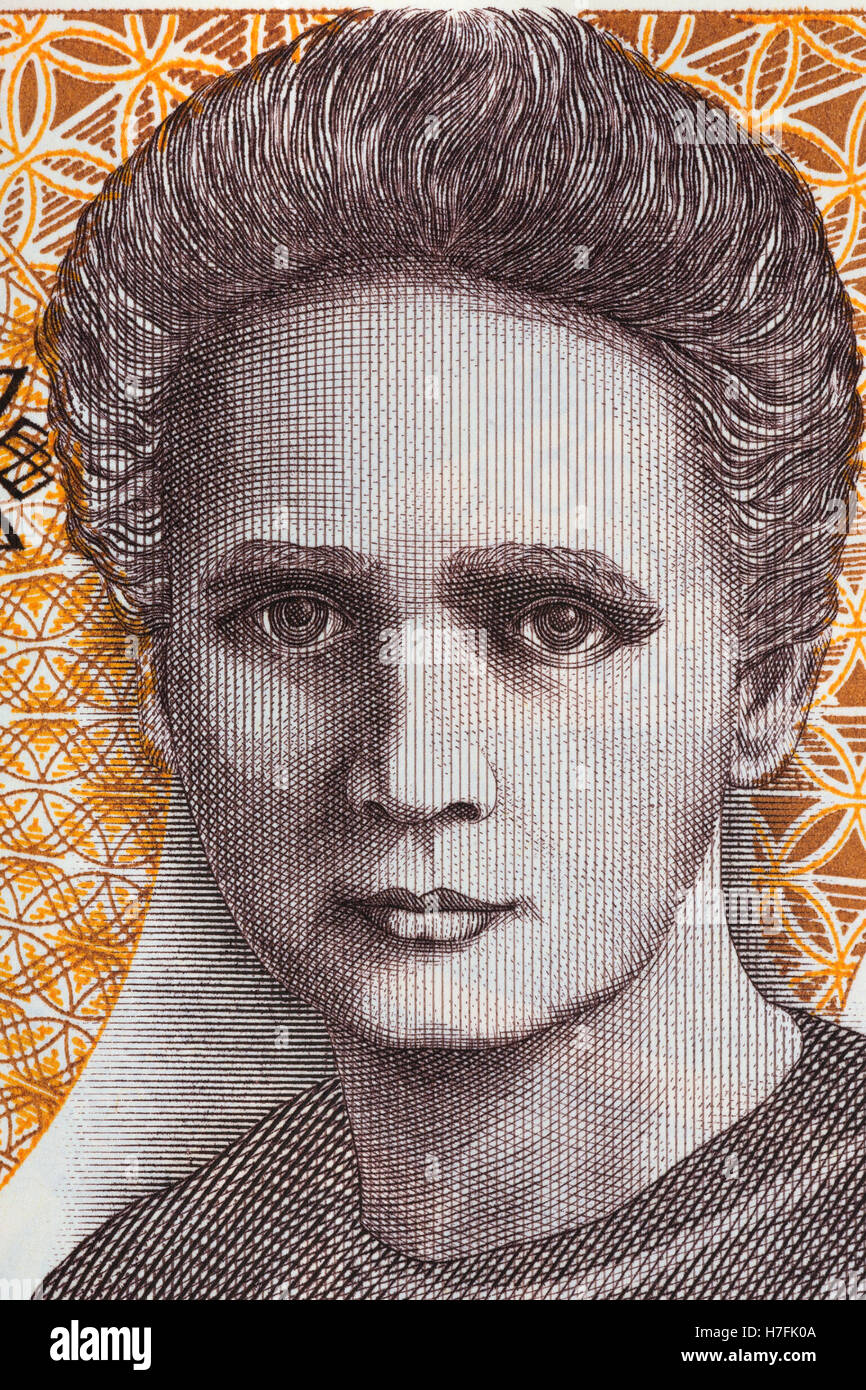 Marie Sklodowska Curie portrait de l'ancien d'origine polonaise - vingt mille zloty Banque D'Images