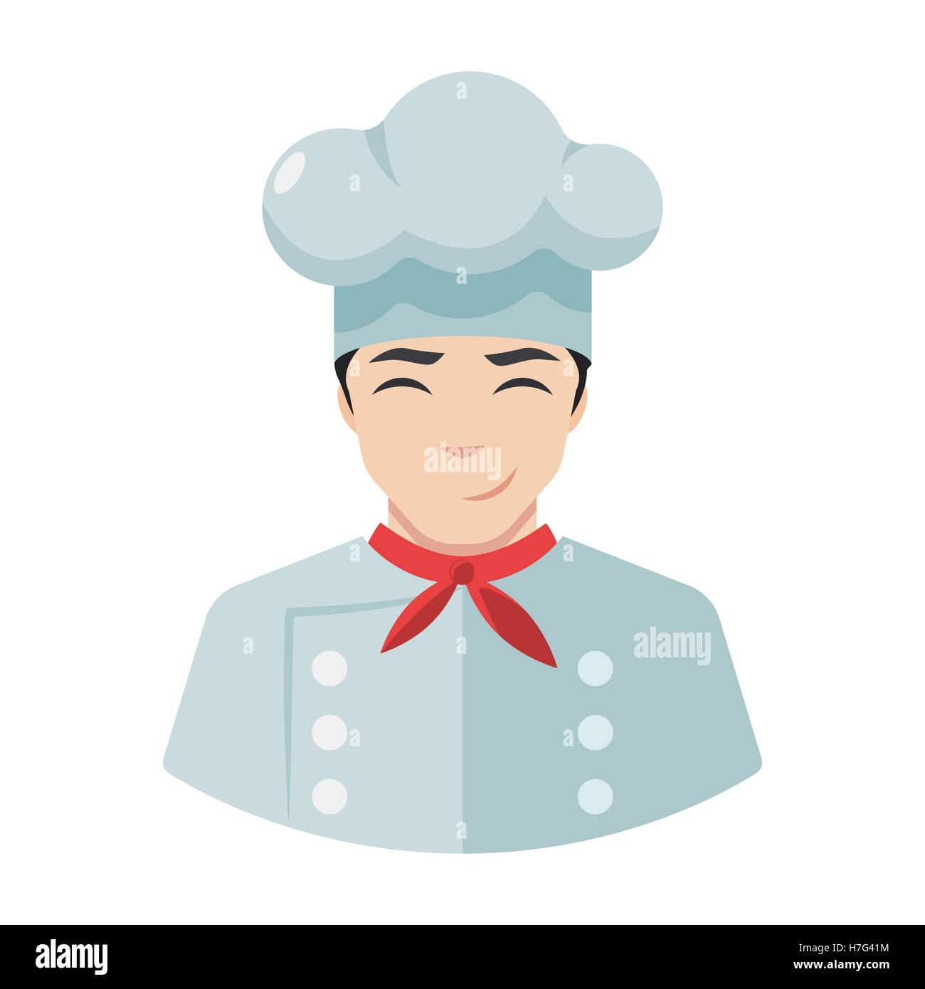 Icône Icône Smiling chef cuisinier avatar style plat Illustration de Vecteur