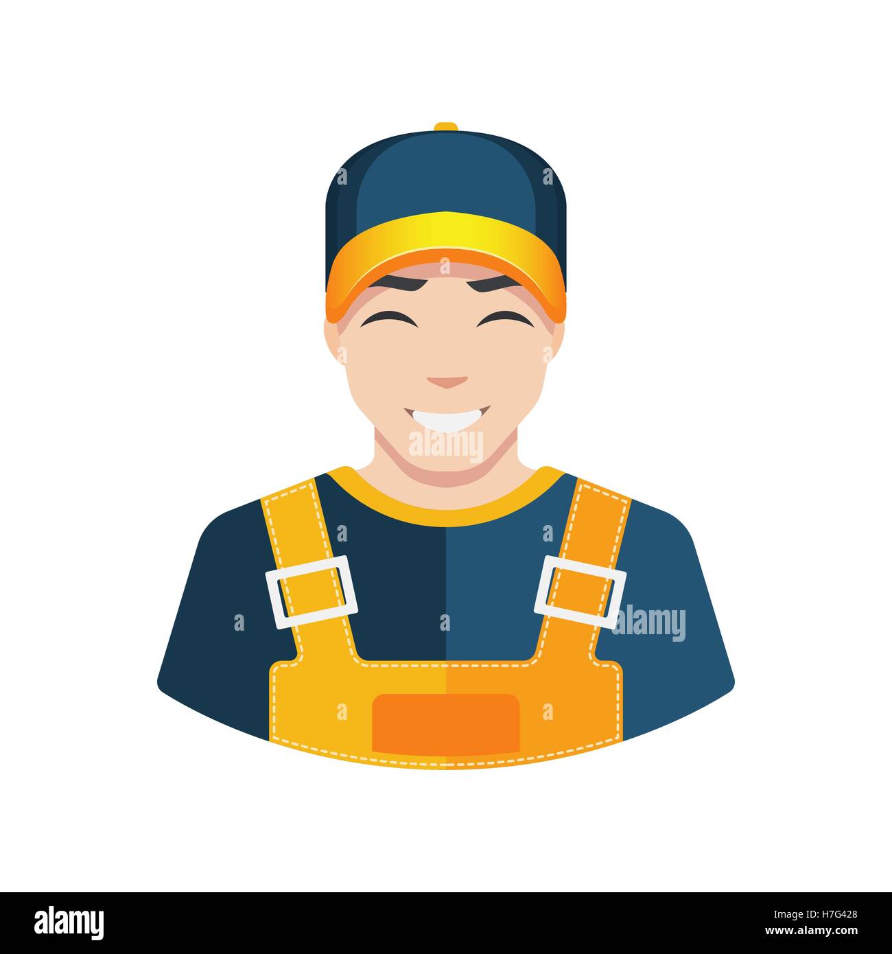 Employé de l'entrepôt prestation icône icône icône building worker travailleur avatar. Illustration de Vecteur