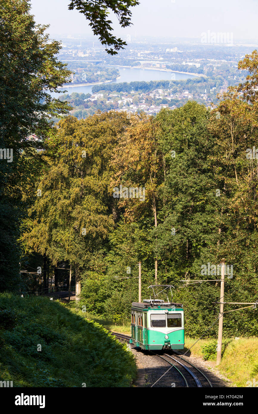 L'Allemagne, à crémaillère, Siebengebirge Drachenfels à la montagne, ce train à crémaillère est la plus ancienne en Allemagne, depuis 1883. Banque D'Images