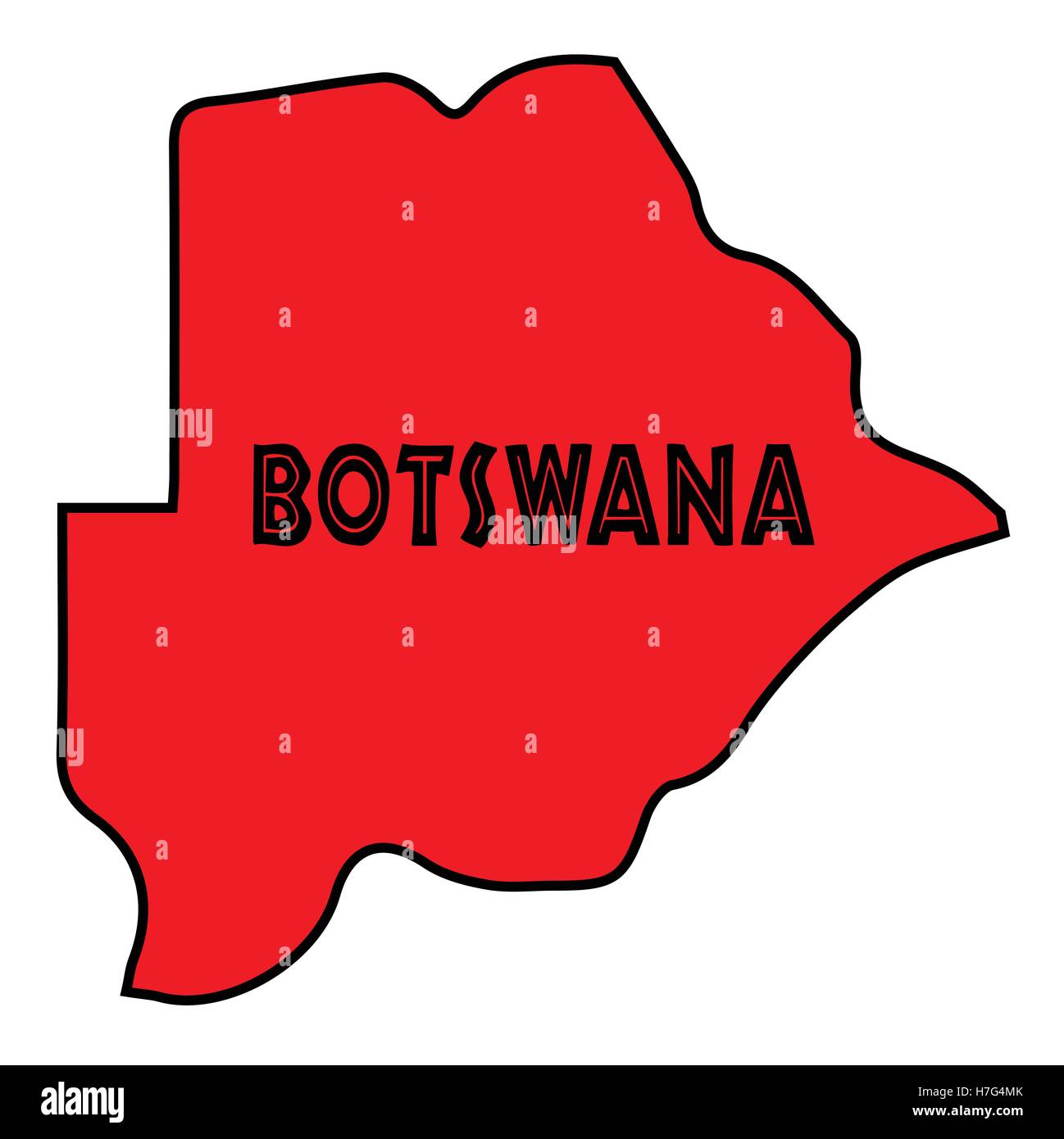 Botswana contours en silhouette sur un fond blanc Illustration de Vecteur