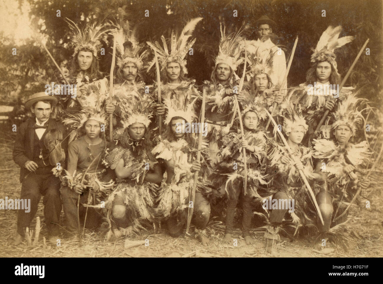 Les guerriers d'une tribu indios, Amazonie, Brésil Banque D'Images