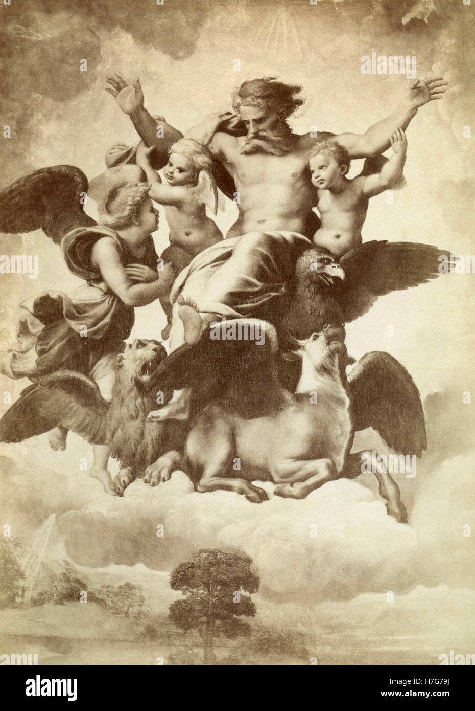 La vision d'Ézéchiel, la peinture de Raphaël Banque D'Images