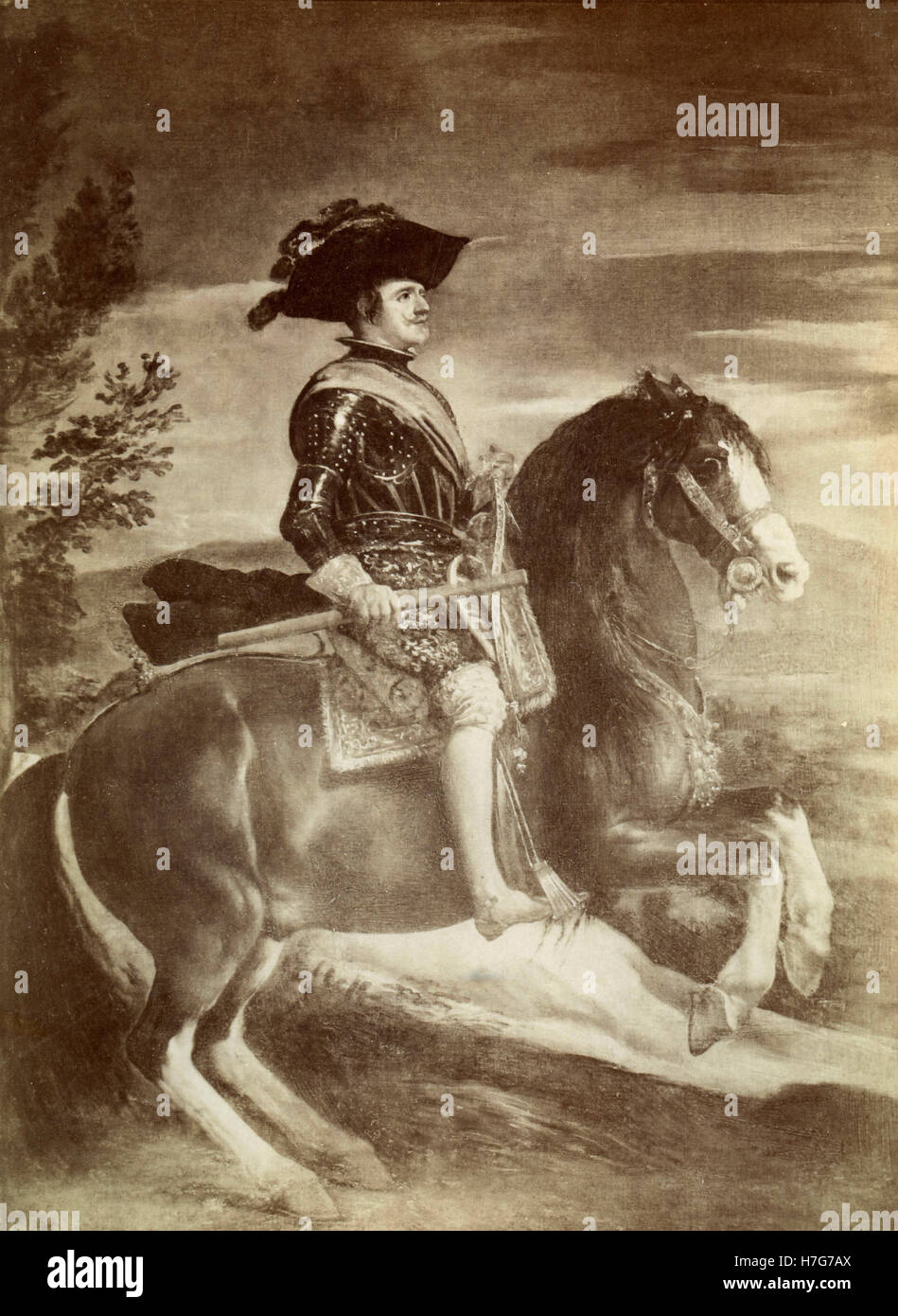 Portrait équestre du roi Philippe IV d'Espagne, la peinture de Velázquez Banque D'Images