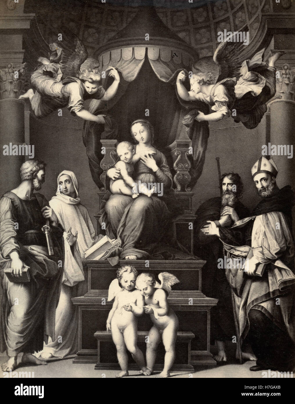 Madonna de la canopée, la peinture de Raphaël Banque D'Images