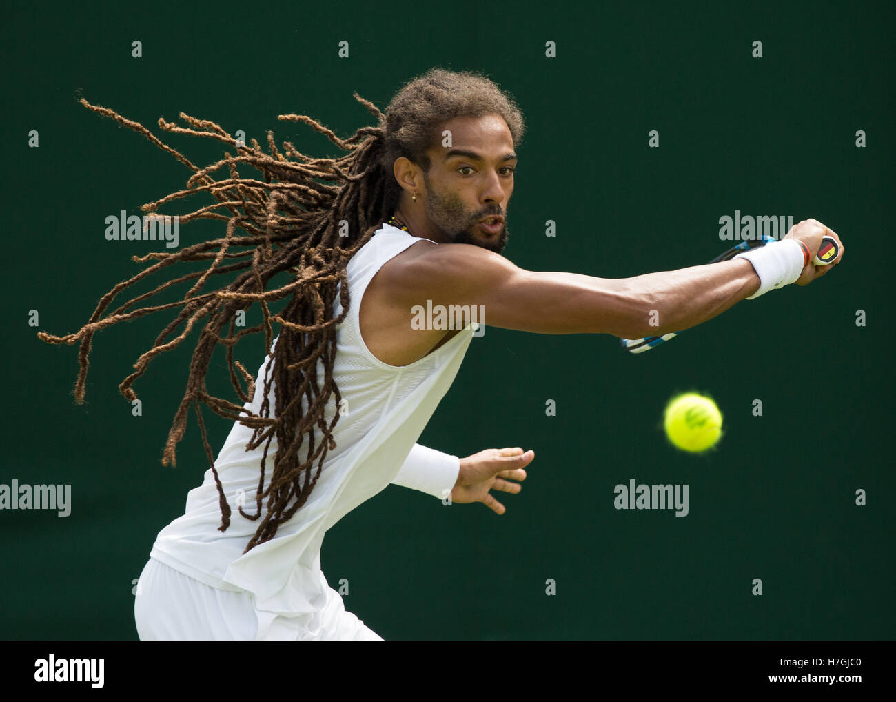 Dustin Brown (GER) en action à Wimbledon 2016 Banque D'Images