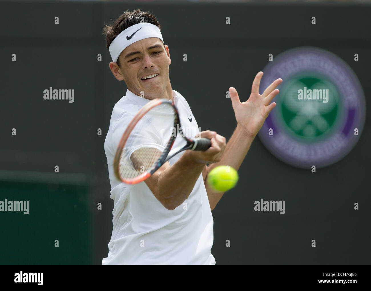 Fritz Taylor (USA) en action à Wimbledon 2016 Banque D'Images